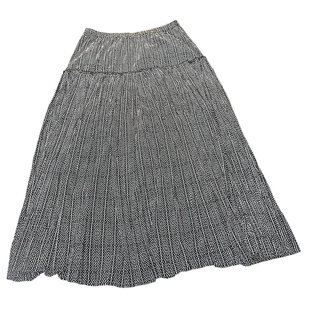 Coldwater Creek Midi Long Patterned Black White Skirt Size Medium 10-12